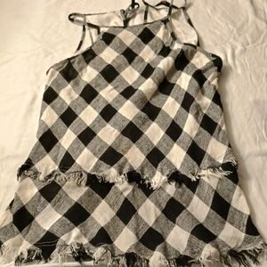 Sugarlips Monochrome Checkered Fringe Top